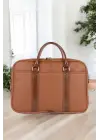 Unisex Lüx Ofis 15.6 inç Taba Laptop & Evrak Çantası