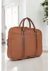 Unisex Lüx Ofis 15.6 inç Taba Laptop & Evrak Çantası