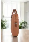 Unisex Lüx Ofis 15.6 inç Taba Laptop & Evrak Çantası