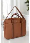 Unisex Lüx Ofis 15.6 inç Taba Laptop & Evrak Çantası