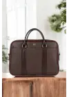 Unisex Lüx Ofis 15.6 inç Kahverengi Laptop & Evrak Çantası
