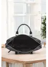 Hasır Desenli 14-15.6 inç Unisex Ofis Siyah Evrak Laptop Çantası