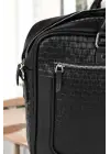 Hasır Desenli 14-15.6 inç Unisex Ofis Siyah Evrak Laptop Çantası