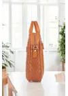 Hasır Desenli 14-15.6 inç Unisex Ofis Taba Evrak Laptop Çantası