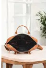 Hasır Desenli 14-15.6 inç Unisex Ofis Taba Evrak Laptop Çantası