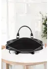 Hasır Desenli 14-15.6 inç Unisex Ofis Kroko Siyah Evrak Laptop Çantası