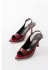 717 Bordo Rugan Sivri Burunlu Topuklu Kadın Sandalet