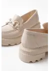 Bej Günlük Yüksek Tabanlı Loafer Ayakkabı
