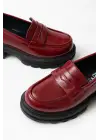 Bordo Rugan Günlük Yüksek Tabanlı Loafer Ayakkabı