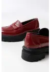 Bordo Rugan Günlük Yüksek Tabanlı Loafer Ayakkabı