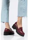746-759 Bordo Yanki Yüksek Tabanlı Loafer Ayakkabı