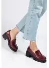 746-759 Bordo Yanki Yüksek Tabanlı Loafer Ayakkabı