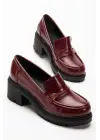 746-759 Bordo Yanki Yüksek Tabanlı Loafer Ayakkabı