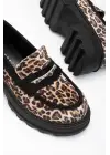 Leopar Günlük Yüksek Tabanlı Loafer Ayakkabı
