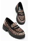 Leopar Günlük Yüksek Tabanlı Loafer Ayakkabı