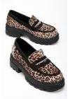 Leopar Günlük Yüksek Tabanlı Loafer Ayakkabı