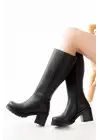 767-3013 Siyah Fermuarlı Günlük Kadın Çizme