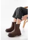 Kahverengi Luna Fermuarlı Günlük Kadın Bot