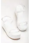 Beyaz Dolgu Topuk Kadın Sandalet