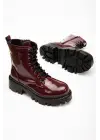 868-356 Bordo Rugan Bağcıklı Fermuarlı Günlük Kadın Bot