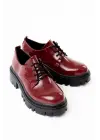 Bordo Rugan Bağcıklı Günlük Yüksek Tabanlı Loafer Ayakkabı