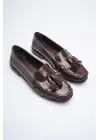 Acı Kahve Rugan Püsküllü Kadın Loafer Ayakkabı TR88MS01B