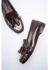 Acı Kahve Rugan Püsküllü Kadın Loafer Ayakkabı TR88MS01B
