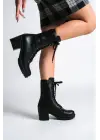 Alda Bağcıklı Ortopedik Taban Kadın Çizme St - Siyah