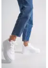 Alessı Bağcıklı Ortopedik Taban Kadın Sneaker Spor Ayakkabı Bt - Beyaz
