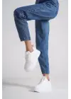 Alessı Bağcıklı Ortopedik Taban Kadın Sneaker Spor Ayakkabı Bt - Beyaz