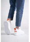 Alessı Bağcıklı Ortopedik Taban Kadın Sneaker Spor Ayakkabı Bt - Beyaz/turuncu