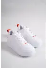 Alessı Bağcıklı Ortopedik Taban Kadın Sneaker Spor Ayakkabı Bt - Beyaz/turuncu