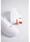 Alessı Bağcıklı Ortopedik Taban Kadın Sneaker Spor Ayakkabı Bt - Beyaz/turuncu
