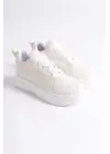 Alessı Bağcıklı Ortopedik Taban Kadın Sneaker Spor Ayakkabı Bt - Kırık Beyaz