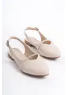 Allıson Tokalı Ortopedik Rahat Taban Taş Detaylı Kadın Babet Ayakkabı  Kt - Krem