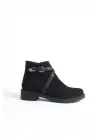Almıla Fermuarlı Lastikli Ortopedik Taban Topuklu Süet Kadın Bot St - Siyah