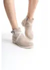 Almıla Fermuarlı Lastikli Ortopedik Taban Topuklu Süet Kadın Bot  Tt - Ten