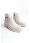 Almıla Fermuarlı Lastikli Ortopedik Taban Topuklukadın Bot  Kt - Krem