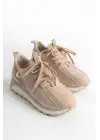 Alya Bağcıklı Ortopedik Taban Taşlı Kadın Sneaker Spor Ayakkabı Bt - Krem