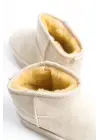 Amelıa Bağcıksız Düz Ve Kalın Taban İçi Kürklü Kısa Süet Kadın Bot  Kt - Krem
