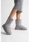 Anisa Kadın Gri Kışlık Kürklü Bot