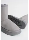 Anisa Kadın Gri Kışlık Kürklü Bot