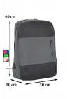 Antrasit Darbe Emici Korumalı Usb Aparatlı 14-15,6 Inç Laptop Bölmeli Ithal Sırt Çantası