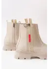 Bej Fashion Aksesuarlı Fermuarlı Günlük Kadın Bot