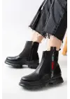 Siyah Fashion Aksesuarlı Fermuarlı Günlük Kadın Bot