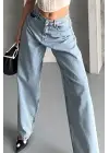 Baggy Kar Yıkama Buz Mavi Jeans Pantolon D2007