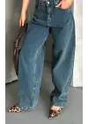 Baggy Kar Yıkama Yeşil Tint Jeans Pantolon D2007