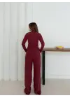 Balıkçı Yaka Örme Takım Bordo St265865