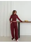 Balıkçı Yaka Örme Takım Bordo St265865