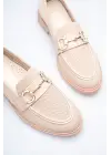 Bej Kadın Loafer Metal Tokalı Rahat Günlük Ayakkabı TR30MS02B